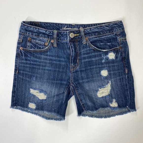 American Eagle Raw Hem Distressed Shorts Size 4 6" Inseam - Picture 1 of 8